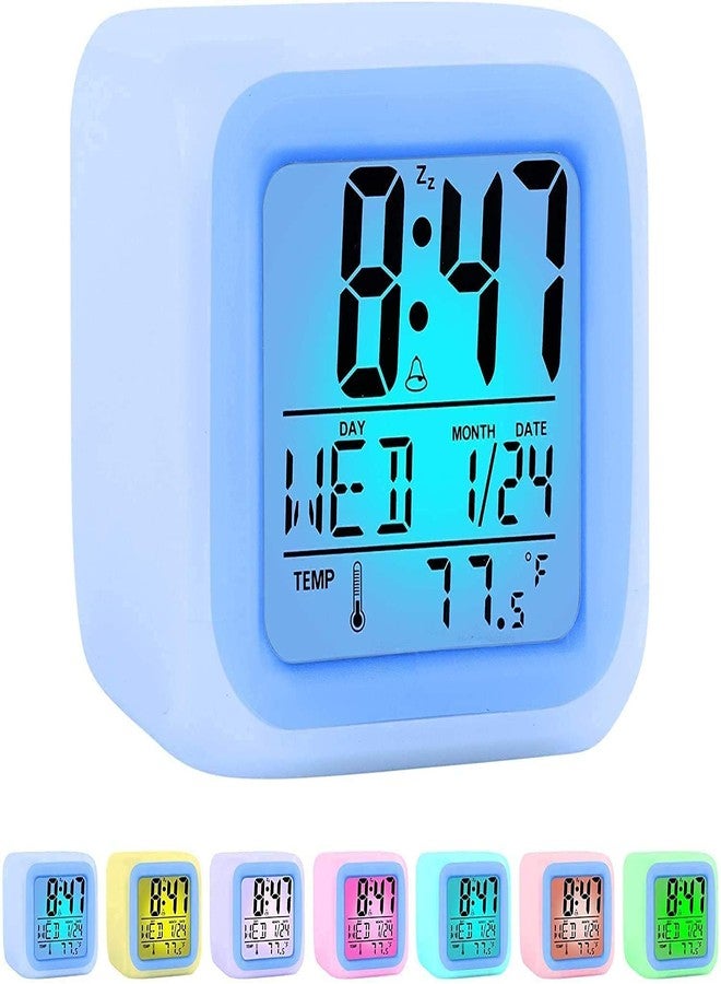 ZALIK Kids Alarm Clock, Easy Setting Digital Travel Large Display Time-Date-Alarm Snooze, Bedrooms for Kids, Blue, Ages 5-12 - Image 2